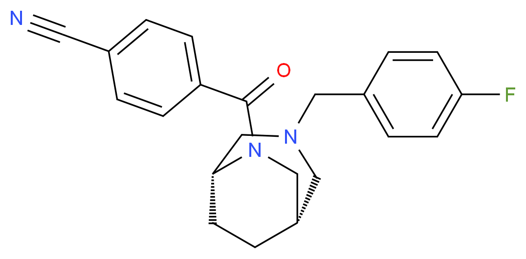 4-{[(1S*,5R*)-3-(4-fluorobenzyl)-3,6-diazabicyclo[3.2.2]non-6-yl]carbonyl}benzonitrile_分子结构_CAS_)