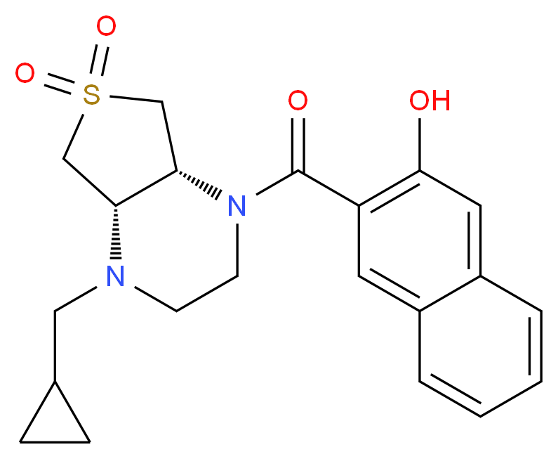 3-{[(4aS*,7aR*)-4-(cyclopropylmethyl)-6,6-dioxidohexahydrothieno[3,4-b]pyrazin-1(2H)-yl]carbonyl}-2-naphthol_分子结构_CAS_)