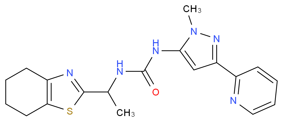 N-(1-methyl-3-pyridin-2-yl-1H-pyrazol-5-yl)-N'-[1-(4,5,6,7-tetrahydro-1,3-benzothiazol-2-yl)ethyl]urea_分子结构_CAS_)