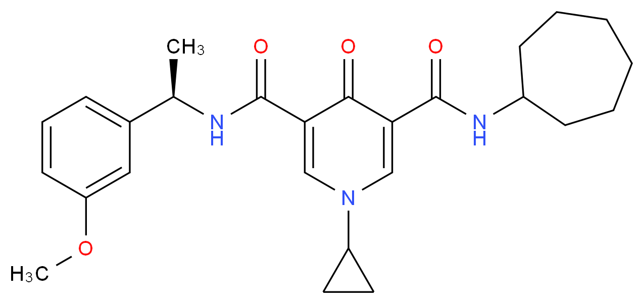 N-cycloheptyl-1-cyclopropyl-N'-[(1R)-1-(3-methoxyphenyl)ethyl]-4-oxo-1,4-dihydro-3,5-pyridinedicarboxamide_分子结构_CAS_)