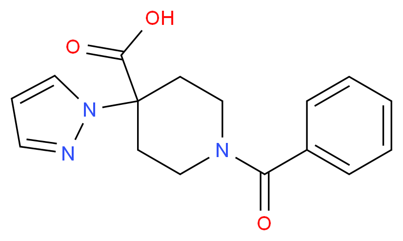 1-benzoyl-4-(1H-pyrazol-1-yl)piperidine-4-carboxylic acid_分子结构_CAS_)