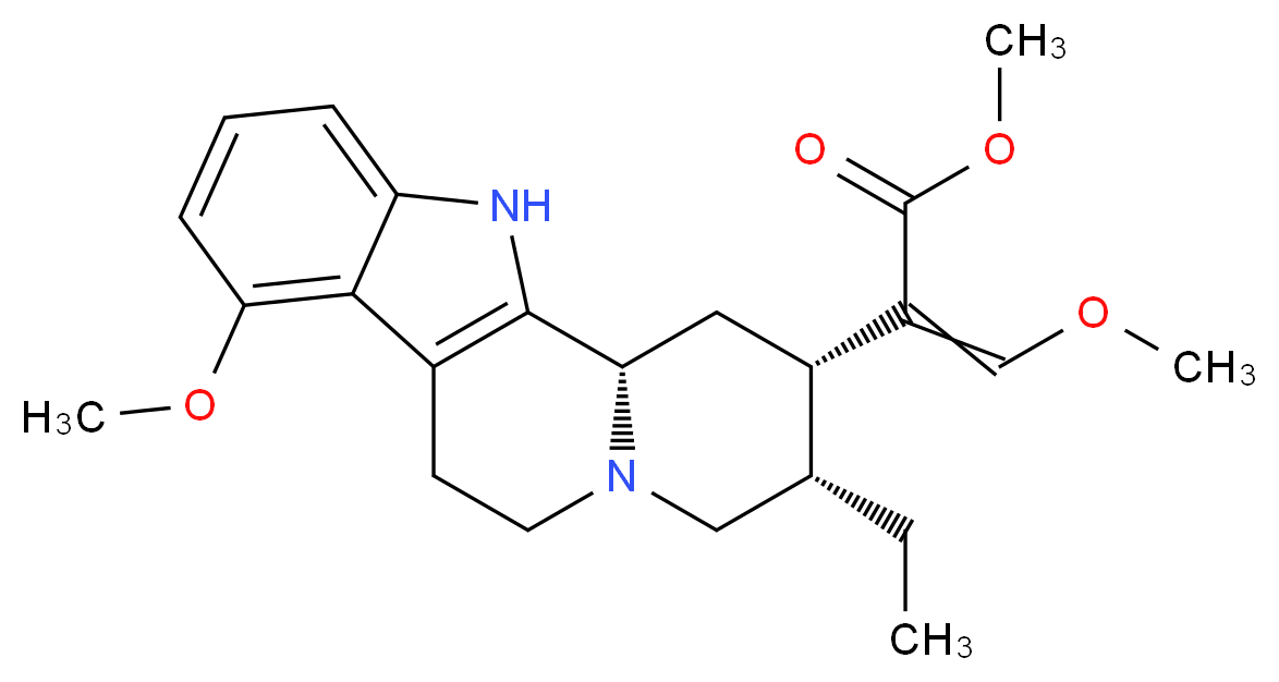 methyl 2-[(2S,3S,12bS)-3-ethyl-8-methoxy-1H,2H,3H,4H,6H,7H,12H,12bH-indolo[2,3-a]quinolizin-2-yl]-3-methoxyprop-2-enoate_分子结构_CAS_6202-22-8