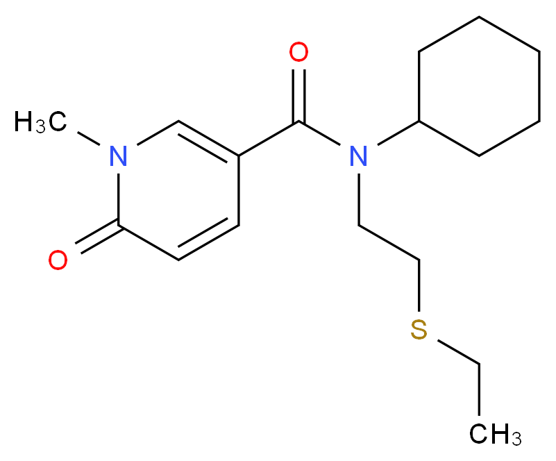 N-cyclohexyl-N-[2-(ethylthio)ethyl]-1-methyl-6-oxo-1,6-dihydropyridine-3-carboxamide_分子结构_CAS_)