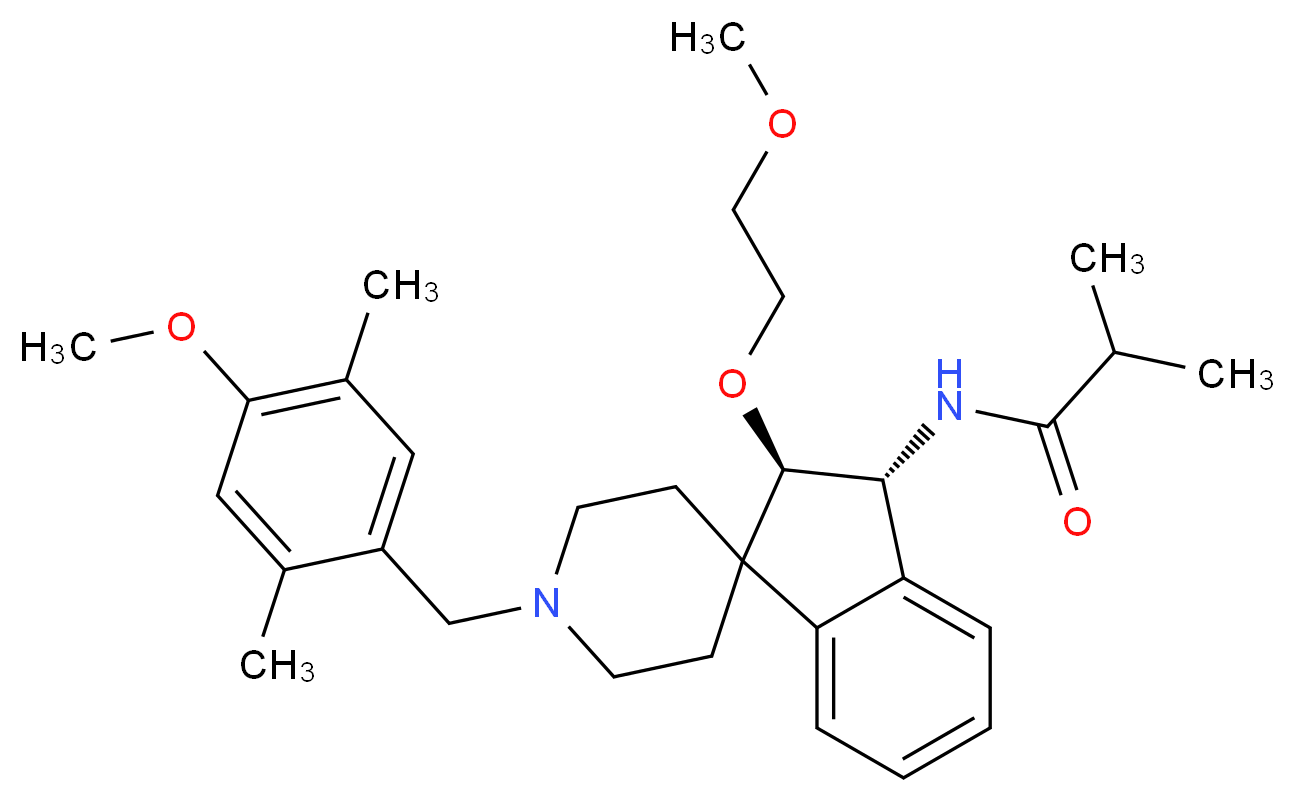 N-[(2R*,3R*)-1'-(4-methoxy-2,5-dimethylbenzyl)-2-(2-methoxyethoxy)-2,3-dihydrospiro[indene-1,4'-piperidin]-3-yl]-2-methylpropanamide_分子结构_CAS_)
