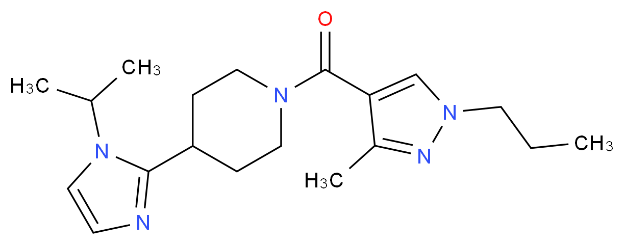 4-(1-isopropyl-1H-imidazol-2-yl)-1-[(3-methyl-1-propyl-1H-pyrazol-4-yl)carbonyl]piperidine_分子结构_CAS_)