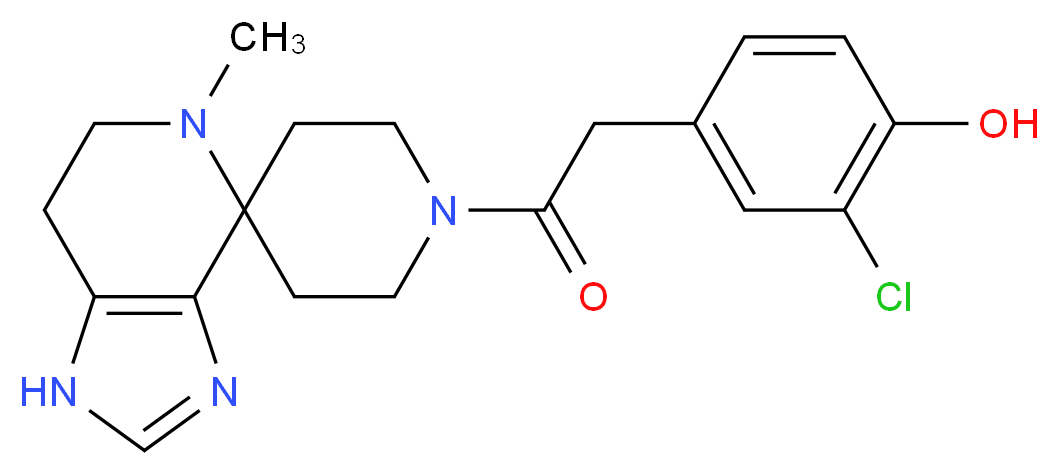 2-chloro-4-[2-(5-methyl-1,5,6,7-tetrahydro-1'H-spiro[imidazo[4,5-c]pyridine-4,4'-piperidin]-1'-yl)-2-oxoethyl]phenol_分子结构_CAS_)