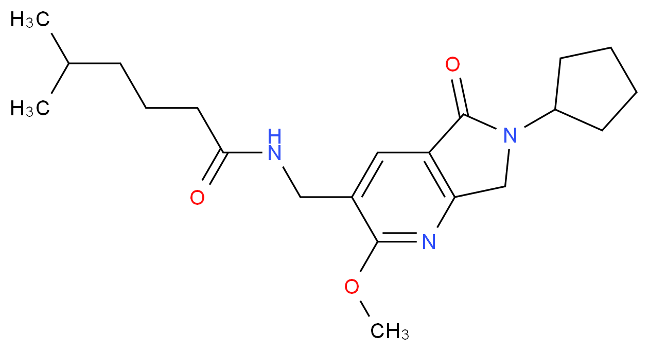 N-[(6-cyclopentyl-2-methoxy-5-oxo-6,7-dihydro-5H-pyrrolo[3,4-b]pyridin-3-yl)methyl]-5-methylhexanamide_分子结构_CAS_)