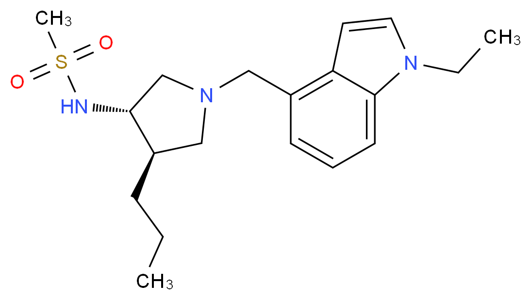 N-{(3S*,4R*)-1-[(1-ethyl-1H-indol-4-yl)methyl]-4-propyl-3-pyrrolidinyl}methanesulfonamide_分子结构_CAS_)