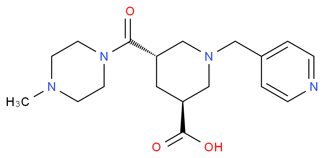 (3S*,5S*)-5-[(4-methyl-1-piperazinyl)carbonyl]-1-(4-pyridinylmethyl)-3-piperidinecarboxylic acid_分子结构_CAS_)