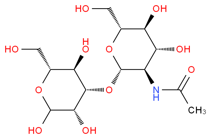 N-[(2S,3R,4R,5S,6R)-4,5-dihydroxy-6-(hydroxymethyl)-2-{[(3S,4S,5R,6R)-2,3,5-trihydroxy-6-(hydroxymethyl)oxan-4-yl]oxy}oxan-3-yl]acetamide_分子结构_CAS_210036-24-1