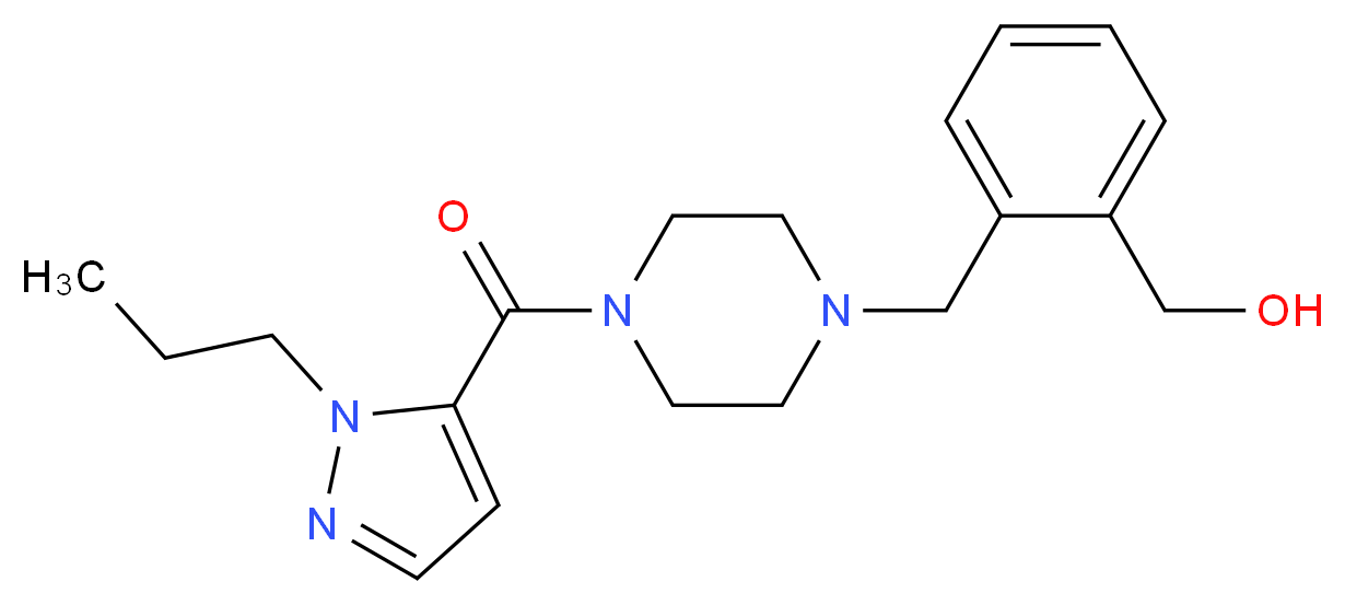 [2-({4-[(1-propyl-1H-pyrazol-5-yl)carbonyl]piperazin-1-yl}methyl)phenyl]methanol_分子结构_CAS_)