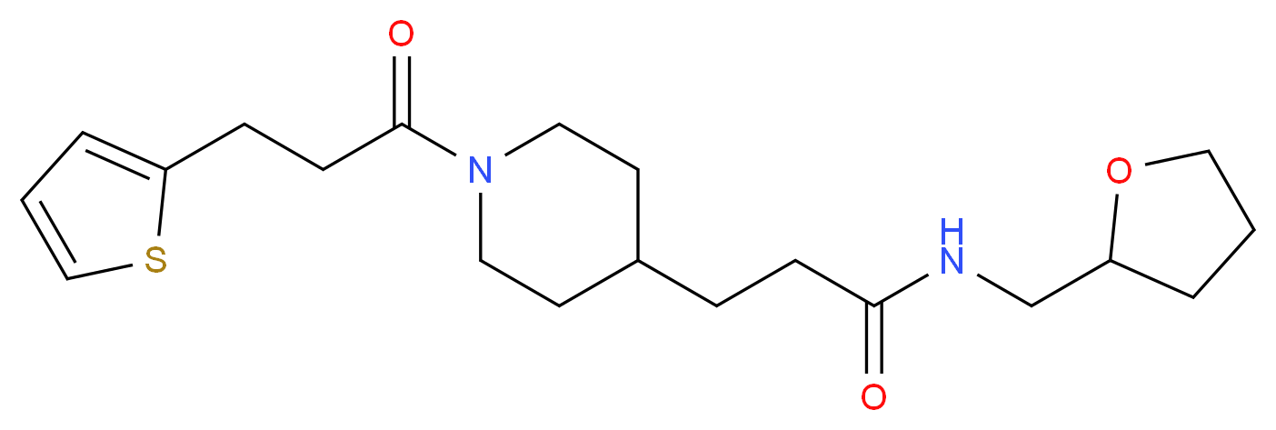 N-(tetrahydro-2-furanylmethyl)-3-{1-[3-(2-thienyl)propanoyl]-4-piperidinyl}propanamide_分子结构_CAS_)