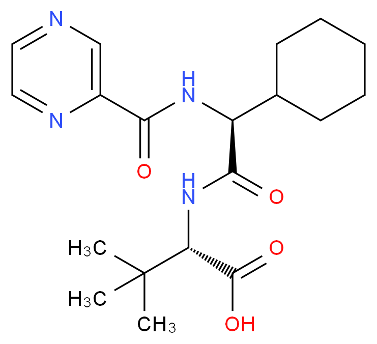 (2S)-2-[(2S)-2-cyclohexyl-2-(pyrazin-2-ylformamido)acetamido]-3,3-dimethylbutanoic acid_分子结构_CAS_402958-96-7