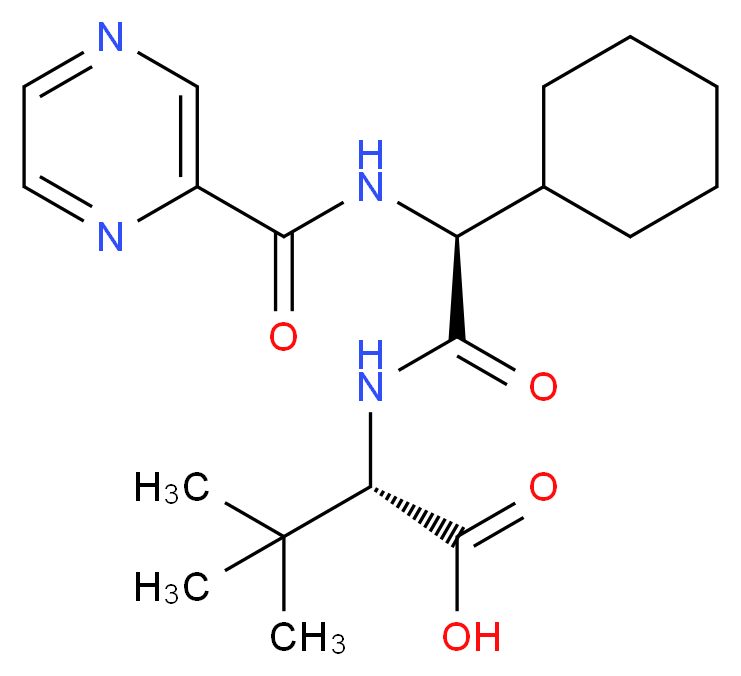 (2S)-2-Cyclohexyl-N-(2-pyrazinylcarbonyl)glycyl-3-methyl-L-valine_分子结构_CAS_402958-96-7)