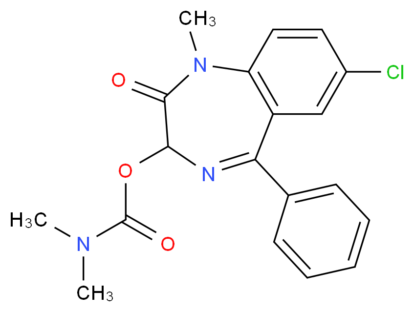 7-chloro-1-methyl-2-oxo-5-phenyl-2,3-dihydro-1H-1,4-benzodiazepin-3-yl N,N-dimethylcarbamate_分子结构_CAS_36104-80-0