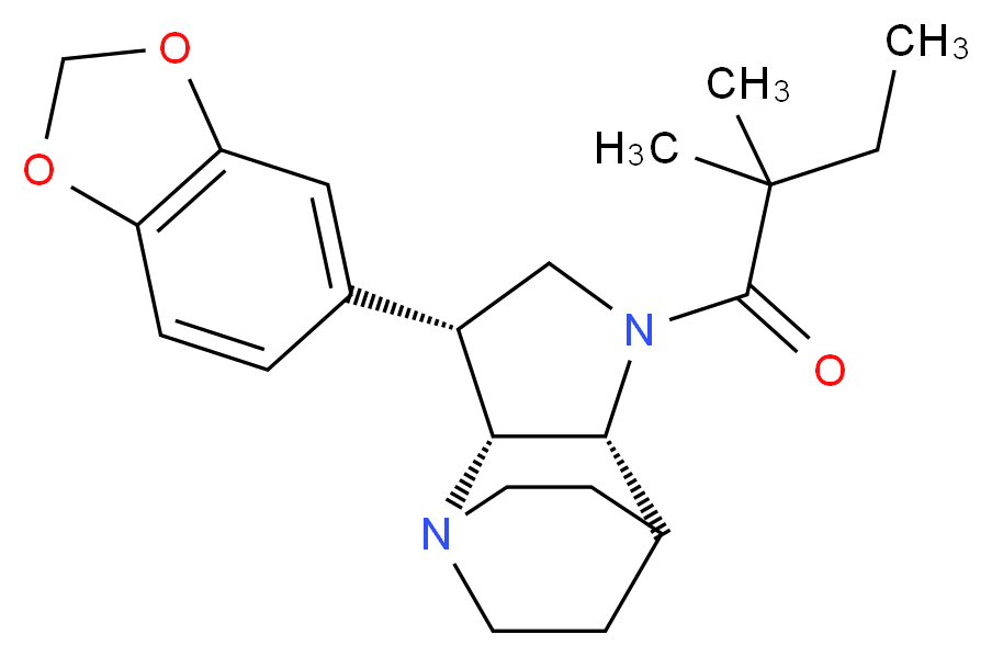 (3R*,3aR*,7aR*)-3-(1,3-benzodioxol-5-yl)-1-(2,2-dimethylbutanoyl)octahydro-4,7-ethanopyrrolo[3,2-b]pyridine_分子结构_CAS_)