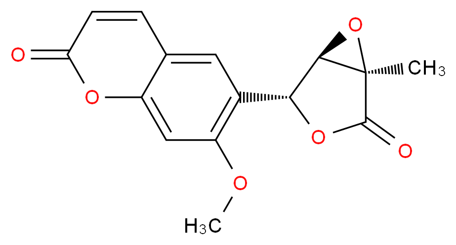 7-methoxy-6-[(1R,2R,5R)-5-methyl-4-oxo-3,6-dioxabicyclo[3.1.0]hexan-2-yl]-2H-chromen-2-one_分子结构_CAS_15085-71-9