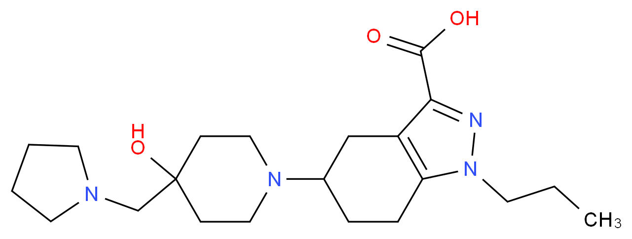 5-[4-hydroxy-4-(pyrrolidin-1-ylmethyl)piperidin-1-yl]-1-propyl-4,5,6,7-tetrahydro-1H-indazole-3-carboxylic acid_分子结构_CAS_)