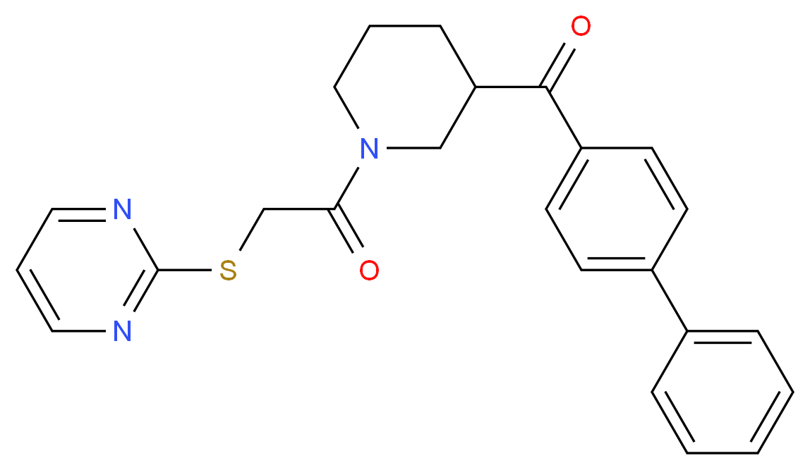 4-biphenylyl{1-[(2-pyrimidinylthio)acetyl]-3-piperidinyl}methanone_分子结构_CAS_)