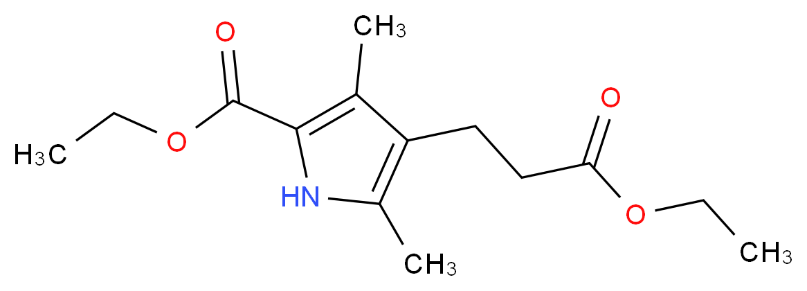 Ethyl 4-(3-ethoxy-3-oxopropyl)-3,5-dimethyl-1H-pyrrole-2-carboxylate_分子结构_CAS_54278-10-3)