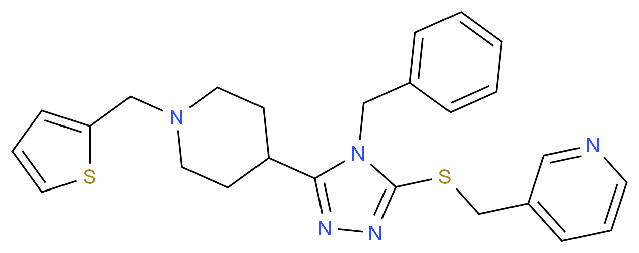 3-[({4-benzyl-5-[1-(2-thienylmethyl)-4-piperidinyl]-4H-1,2,4-triazol-3-yl}thio)methyl]pyridine_分子结构_CAS_)
