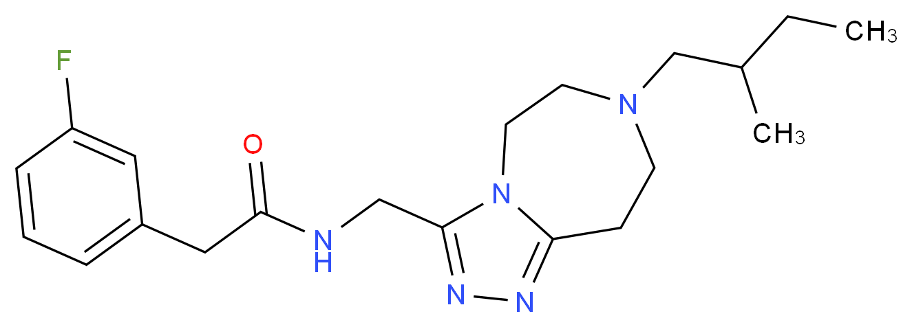 2-(3-fluorophenyl)-N-{[7-(2-methylbutyl)-6,7,8,9-tetrahydro-5H-[1,2,4]triazolo[4,3-d][1,4]diazepin-3-yl]methyl}acetamide_分子结构_CAS_)