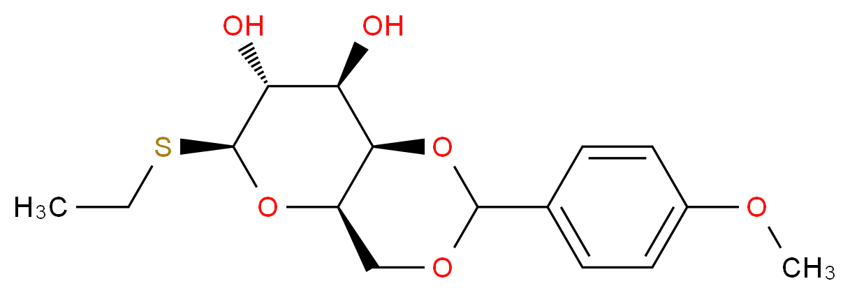 (4aR,6S,7R,8R,8aR)-6-(ethylsulfanyl)-2-(4-methoxyphenyl)-hexahydro-2H-pyrano[3,2-d][1,3]dioxine-7,8-diol_分子结构_CAS_311797-19-0