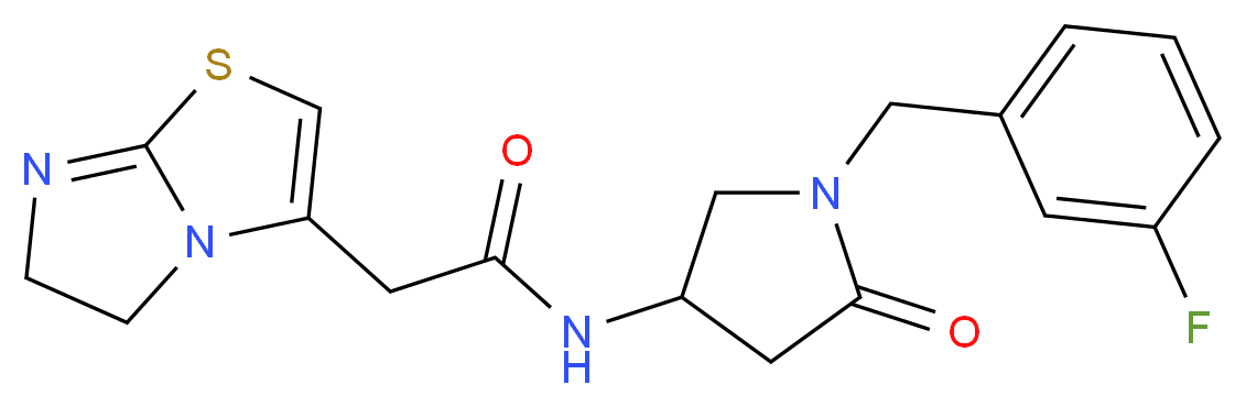 2-(5,6-dihydroimidazo[2,1-b][1,3]thiazol-3-yl)-N-[1-(3-fluorobenzyl)-5-oxopyrrolidin-3-yl]acetamide_分子结构_CAS_)