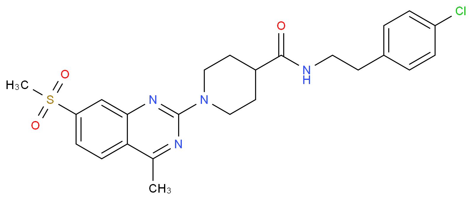 N-[2-(4-chlorophenyl)ethyl]-1-[4-methyl-7-(methylsulfonyl)-2-quinazolinyl]-4-piperidinecarboxamide_分子结构_CAS_)