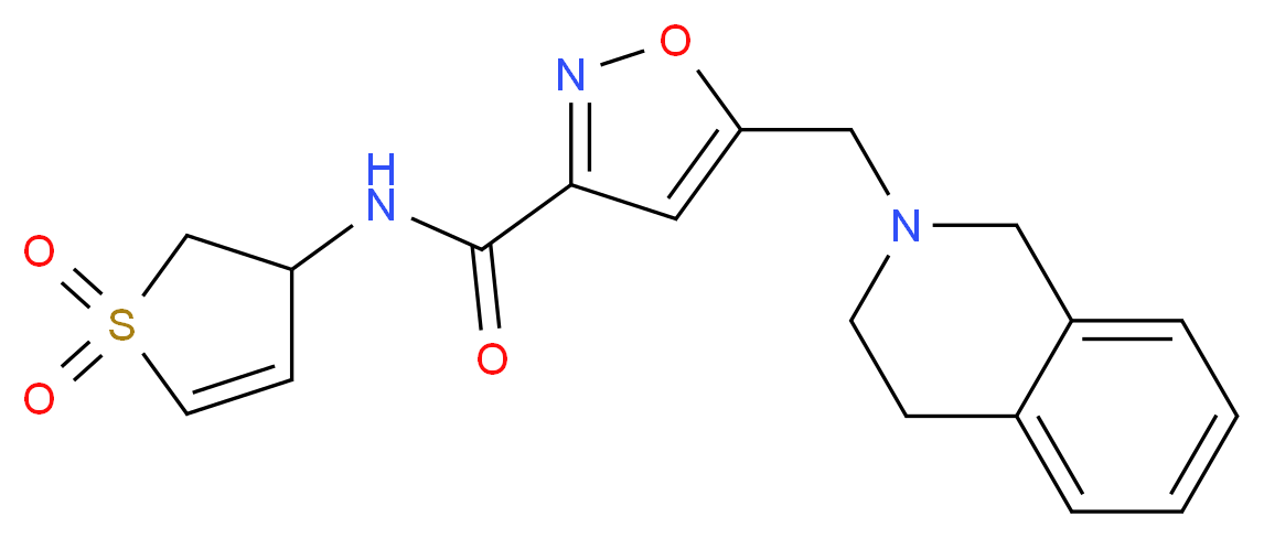 5-(3,4-dihydroisoquinolin-2(1H)-ylmethyl)-N-(1,1-dioxido-2,3-dihydro-3-thienyl)isoxazole-3-carboxamide_分子结构_CAS_)