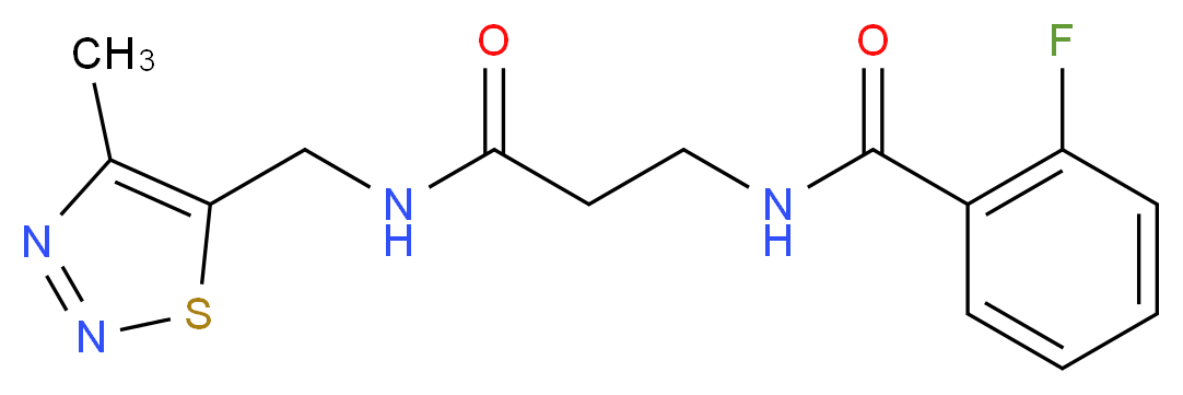 2-fluoro-N-(3-{[(4-methyl-1,2,3-thiadiazol-5-yl)methyl]amino}-3-oxopropyl)benzamide_分子结构_CAS_)
