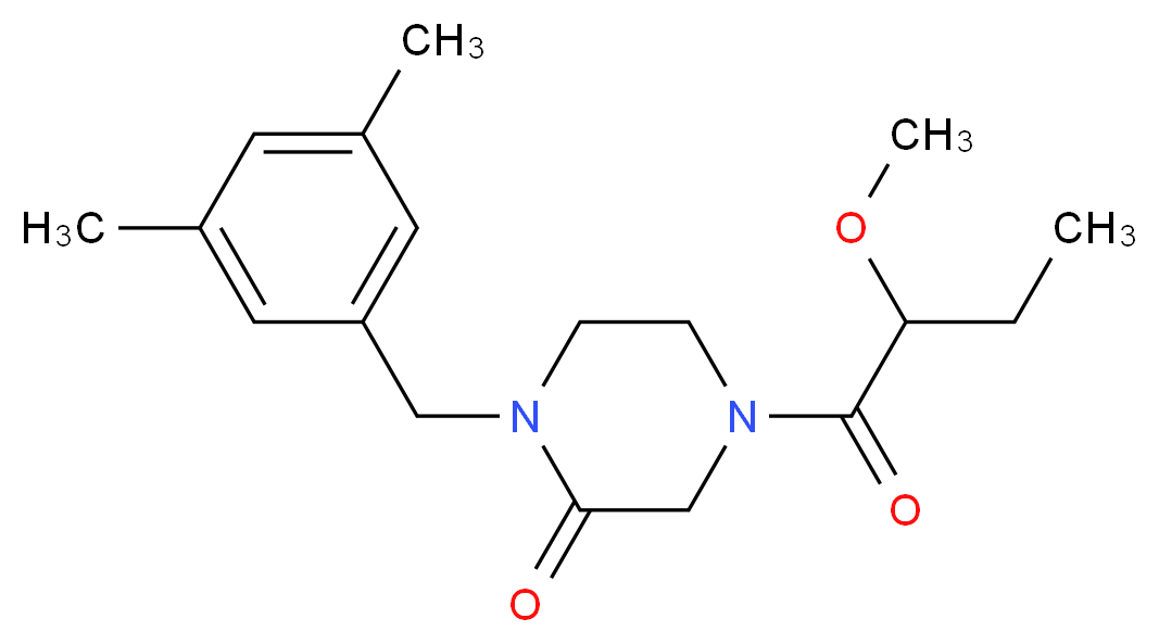 1-(3,5-dimethylbenzyl)-4-(2-methoxybutanoyl)-2-piperazinone_分子结构_CAS_)