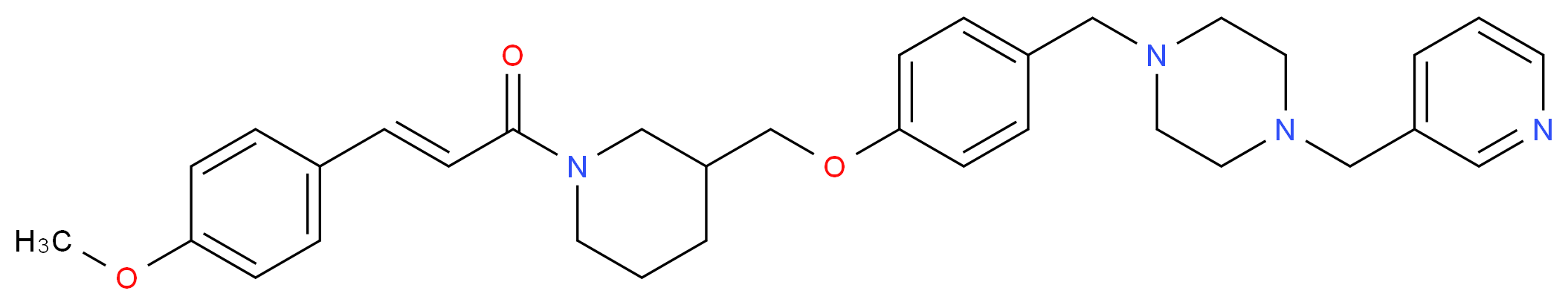 1-[4-({1-[(2E)-3-(4-methoxyphenyl)-2-propenoyl]-3-piperidinyl}methoxy)benzyl]-4-(3-pyridinylmethyl)piperazine_分子结构_CAS_)