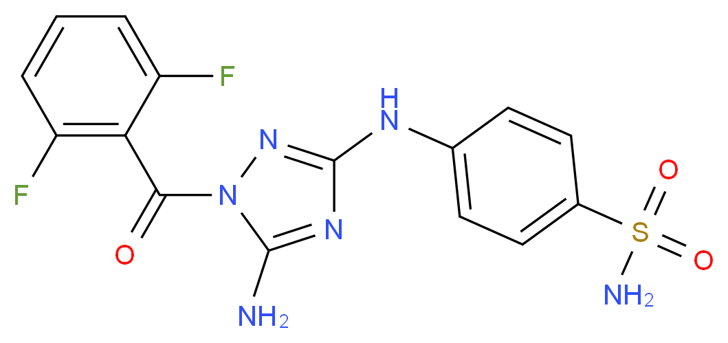 4-{[5-amino-1-(2,6-difluorobenzoyl)-1H-1,2,4-triazol-3-yl]amino}benzene-1-sulfonamide_分子结构_CAS_443797-96-4