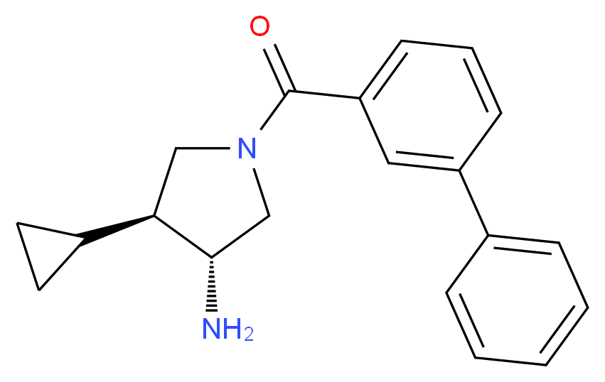 (3R*,4S*)-1-(biphenyl-3-ylcarbonyl)-4-cyclopropylpyrrolidin-3-amine_分子结构_CAS_)