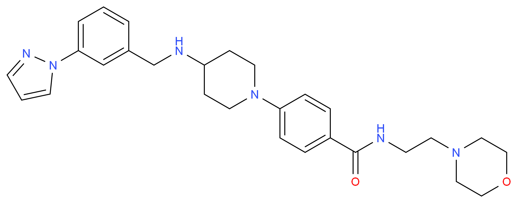 N-[2-(4-morpholinyl)ethyl]-4-(4-{[3-(1H-pyrazol-1-yl)benzyl]amino}-1-piperidinyl)benzamide_分子结构_CAS_)