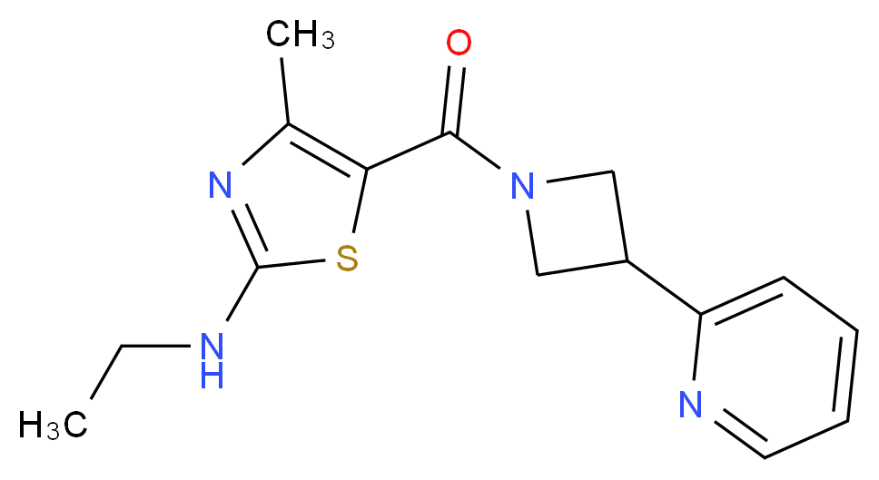 N-ethyl-4-methyl-5-{[3-(2-pyridinyl)-1-azetidinyl]carbonyl}-1,3-thiazol-2-amine_分子结构_CAS_)