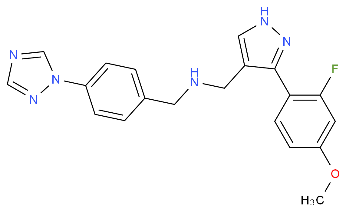 1-[3-(2-fluoro-4-methoxyphenyl)-1H-pyrazol-4-yl]-N-[4-(1H-1,2,4-triazol-1-yl)benzyl]methanamine_分子结构_CAS_)