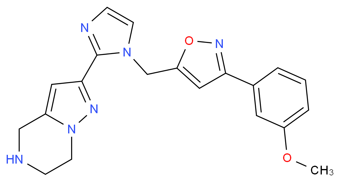 2-(1-{[3-(3-methoxyphenyl)-5-isoxazolyl]methyl}-1H-imidazol-2-yl)-4,5,6,7-tetrahydropyrazolo[1,5-a]pyrazine_分子结构_CAS_)
