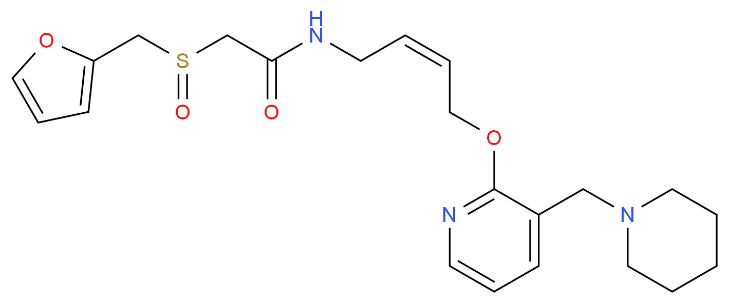 (Z)-2-((Furan-2-ylmethyl)sulfinyl)-N-(4-((3-(piperidin-1-ylmethyl)pyridin-2-yl)oxy)but-2-en-1-yl)acetamide_分子结构_CAS_118288-08-7)