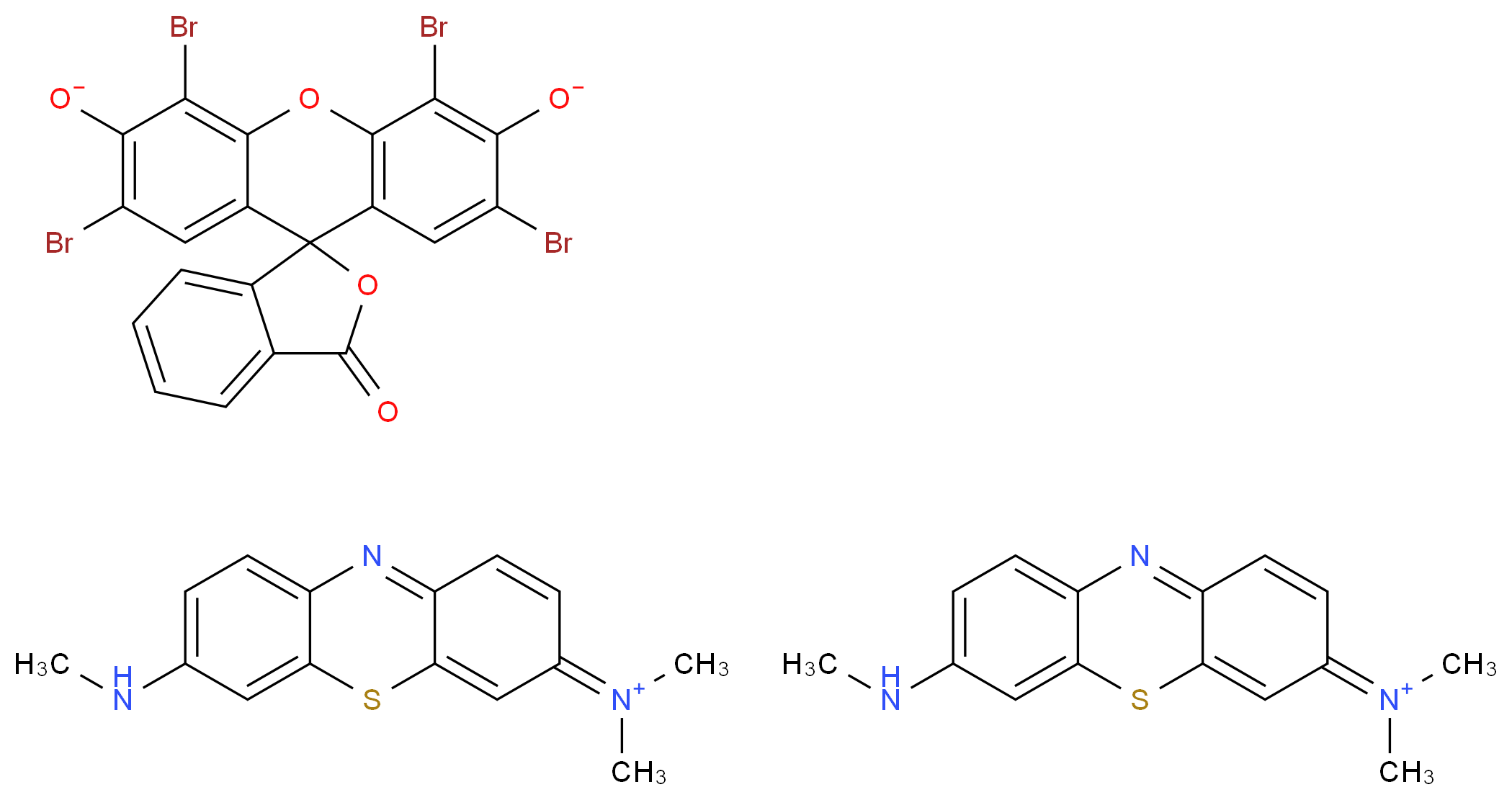 2',4',5',7'-tetrabromo-3-oxo-3H-spiro[2-benzofuran-1,9'-xanthene]-3',6'-bis(olate); bis(N,N-dimethyl-7-(methylamino)-3H-phenothiazin-3-iminium)_分子结构_CAS_62298-42-4