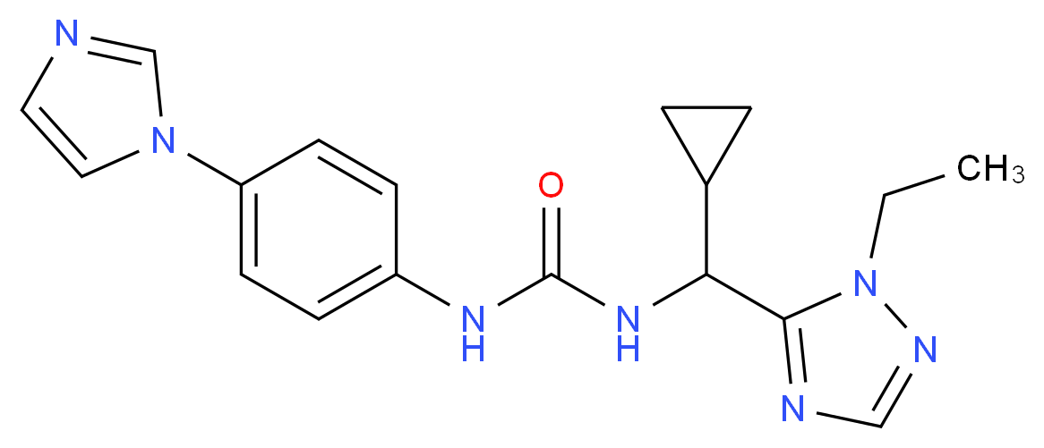 N-[cyclopropyl(1-ethyl-1H-1,2,4-triazol-5-yl)methyl]-N'-[4-(1H-imidazol-1-yl)phenyl]urea_分子结构_CAS_)