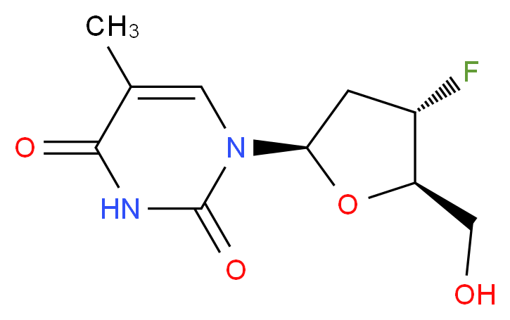 1-[(2R,4S,5R)-4-fluoro-5-(hydroxymethyl)oxolan-2-yl]-5-methyl-1,2,3,4-tetrahydropyrimidine-2,4-dione_分子结构_CAS_25526-93-6