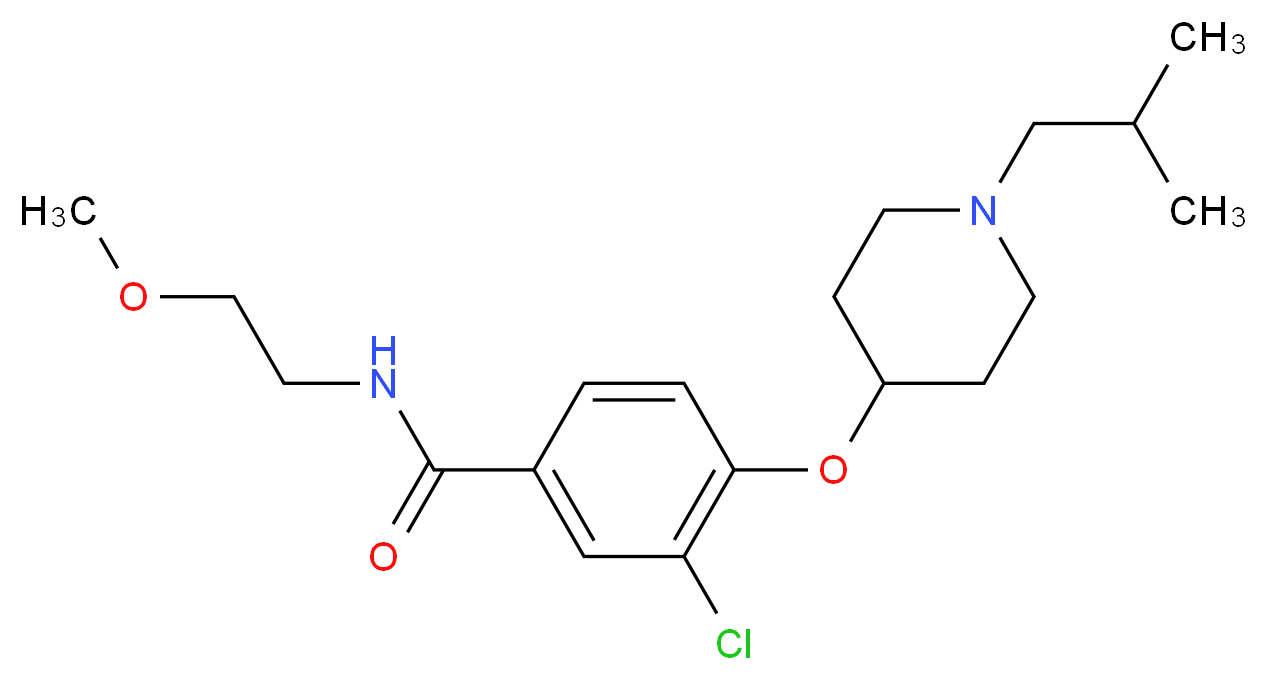 3-chloro-4-[(1-isobutylpiperidin-4-yl)oxy]-N-(2-methoxyethyl)benzamide_分子结构_CAS_)