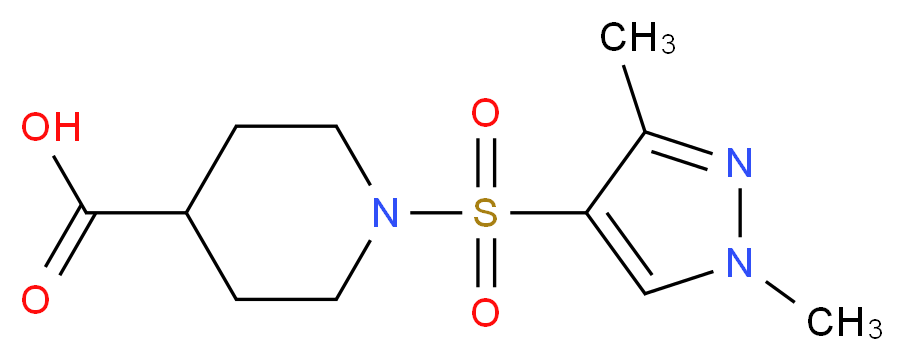 1-[(1,3-dimethyl-1H-pyrazol-4-yl)sulfonyl]piperidine-4-carboxylic acid_分子结构_CAS_925145-54-6)