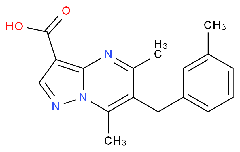 5,7-Dimethyl-6-(3-methylbenzyl)pyrazolo-[1,5-a]pyrimidine-3-carboxylic acid_分子结构_CAS_)