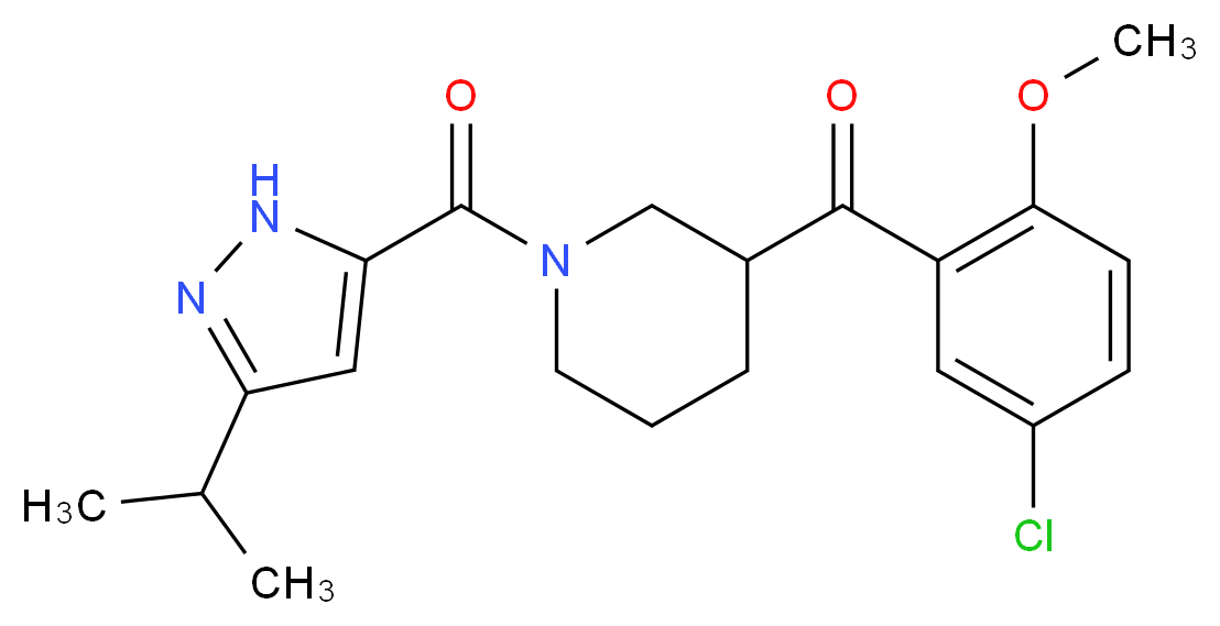 (5-chloro-2-methoxyphenyl){1-[(3-isopropyl-1H-pyrazol-5-yl)carbonyl]piperidin-3-yl}methanone_分子结构_CAS_)