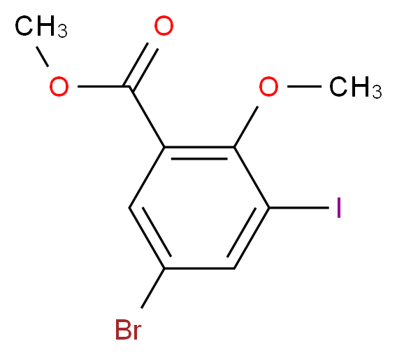 Methyl 5-bromo-3-iodo-2-methoxybenzenecarboxylate_分子结构_CAS_)