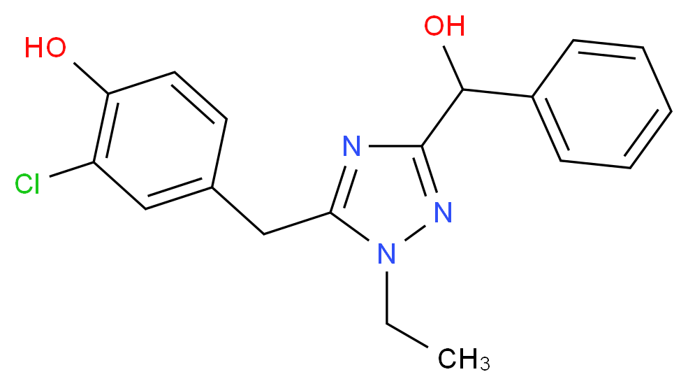 2-chloro-4-({1-ethyl-3-[hydroxy(phenyl)methyl]-1H-1,2,4-triazol-5-yl}methyl)phenol_分子结构_CAS_)