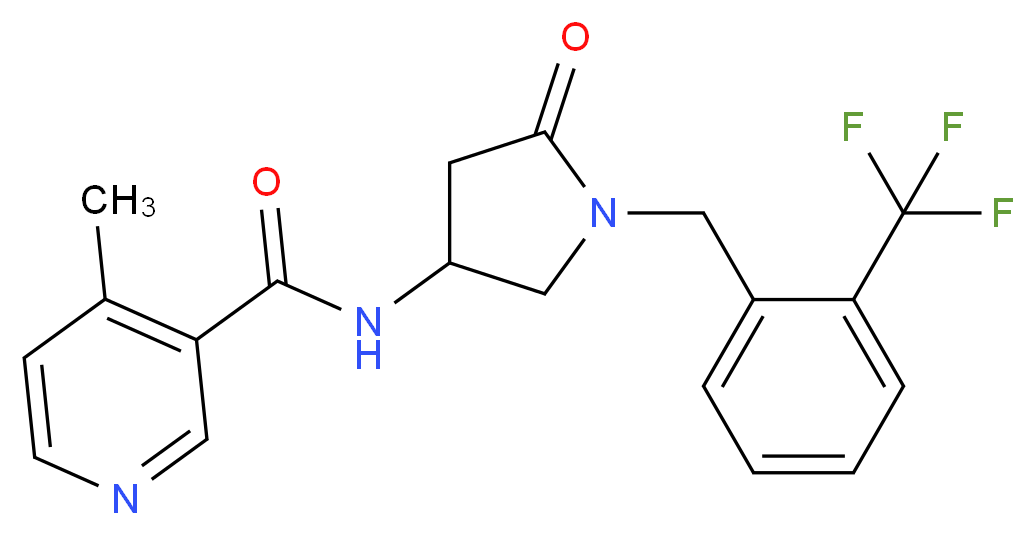 4-methyl-N-{5-oxo-1-[2-(trifluoromethyl)benzyl]pyrrolidin-3-yl}nicotinamide_分子结构_CAS_)
